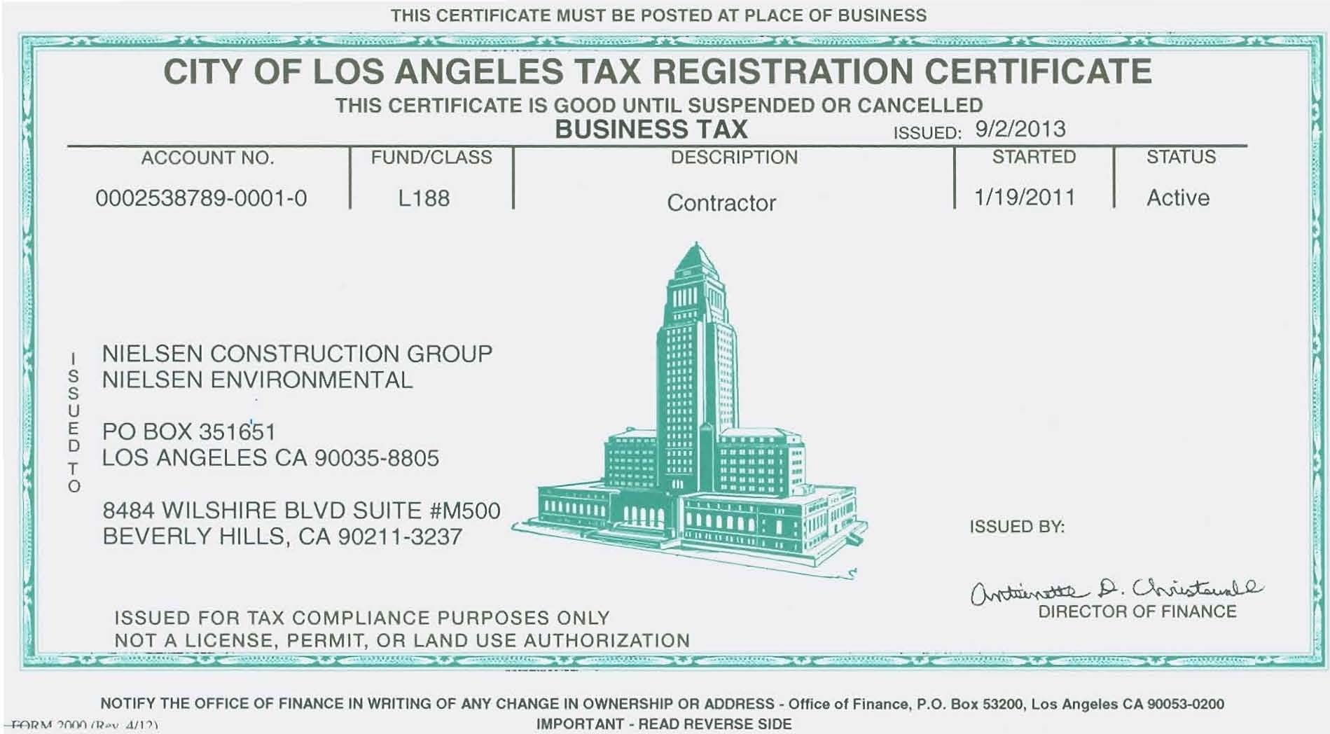 Contractor Certifications in Los Angeles CA.